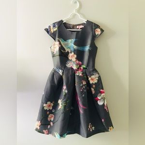 Ted Baker London Zaldana Flight of the Orient Floral Skater Dress Size 2 UK